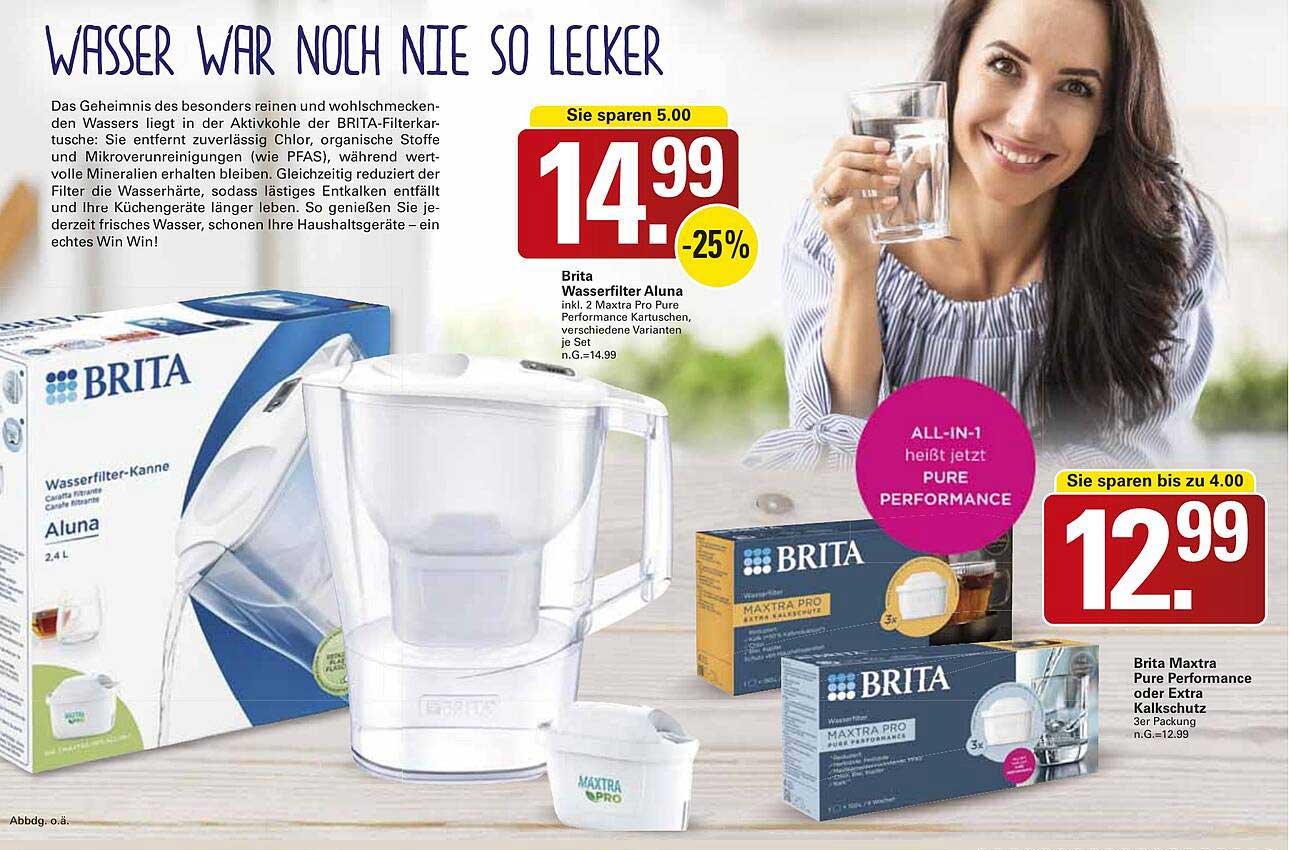 Brita Wasserfilter Aluna inkl. 2 Maxtra Pro Pure Performance Kartuschen