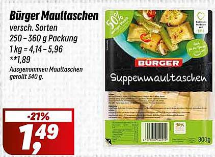 Bürger Maultaschen - leckere Suppenmaultaschen in verschiedenen Sorten