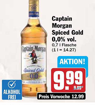Captain Morgan Spiced Gold 0,0% vol. - 0,7 l Flasche