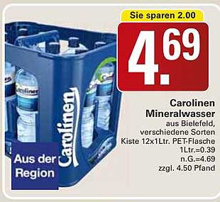 Carolinen Mineralwasser - 12 x 1,0 L PET-Flasche
