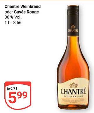 Chantre Weinbrand oder Cuvée Rouge 36 % Vol.