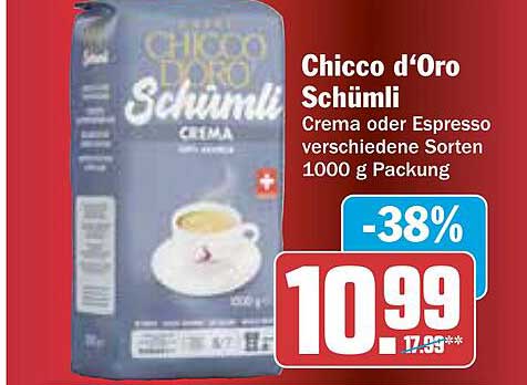 Chicco d'Oro Schümli Crema oder Espresso 1000 g Packung
