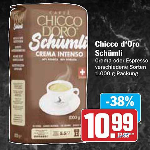 Chicco d'Oro Schümli Crema oder Espresso verschiedene Sorten 1.000 g