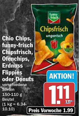 Chio Chips, funny-frisch Chipsfrisch, Ofenchips, Erdnuss Flippies oder Donuts