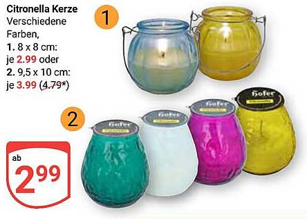 Citronella Kerze - Verschiedene Farben