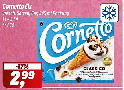 Cornetto Eis, 540 ml Packung, verschiedene Sorten