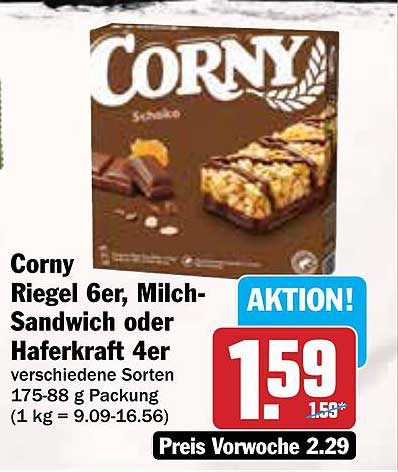 Corny Riegel 6er, Milch-Sandwich oder Haferkraft 4er