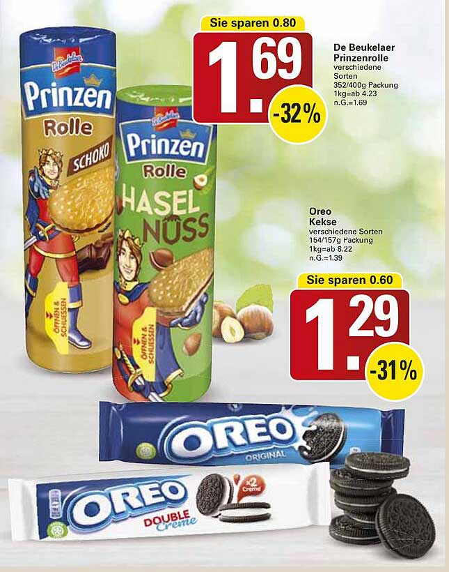 De Beukelaer Prinzenrolle verschiedene Sorten und Oreo Kekse