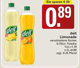 deit Limonade verschiedene Sorten 0,75L Flasche
