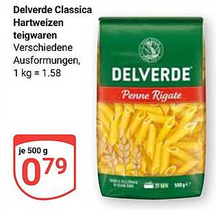 Delverde Classica Hartweizen Teigwaren Penne Rigate 500 g