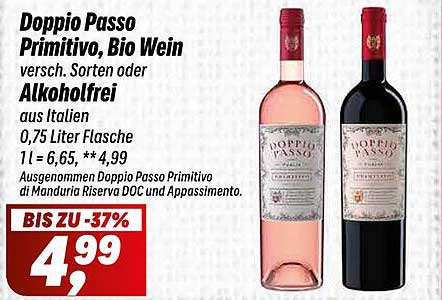 Doppio Passo Primitivo, Bio Wein - Verschiedene Sorten oder Alkohol-frei