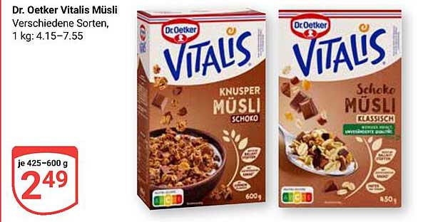 Dr. Oetker Vitalis Müsli - verschiedene Sorten
