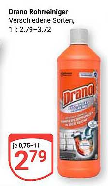 Drano Rohrreiniger - Verschiedene Sorten