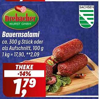 Drebacher Bauernsalamis - 300 g Stück oder als Aufschnitt