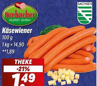 Drebacher Käsewiener 100 g - 21% Rabatt!