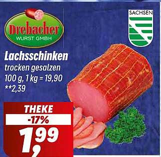 Drebacher Lachsschinken trocken gesalzen 100 g