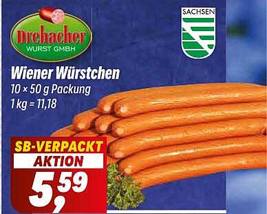 Drebacher Wiener Würstchen 10 × 50 g Packung
