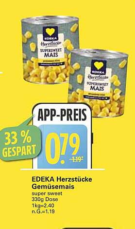 EDEKA Herzstücke Gemüsemais - Super Süß, 330g Dose