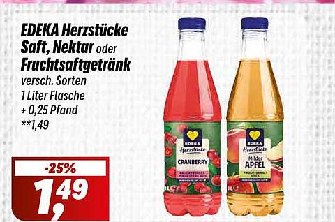 EDEKA Herzstücke Saft, Nektar oder Fruchtsaftgetränk - 1 Liter Flasche