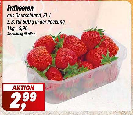 Erdbeeren aus Deutschland, Kl. I - 500 g für nur 2,99 €