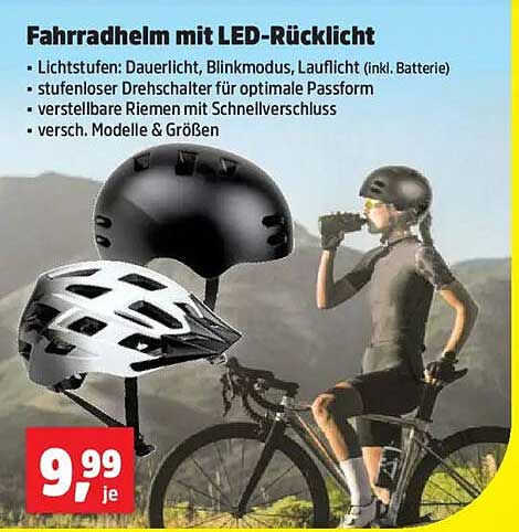 Fahrradhelm mit LED-Rücklicht