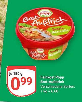 Feinkost Popp Brot-Aufstrich Tomate-Mozzarella