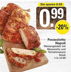 Focacciotto Napoli – Weizenbackwaren mit Mozzarella und Tomatensauce