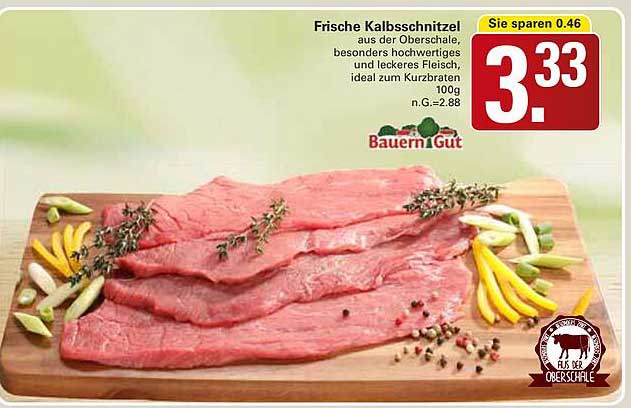 Frische Kalbsschnitzel aus der Oberschale