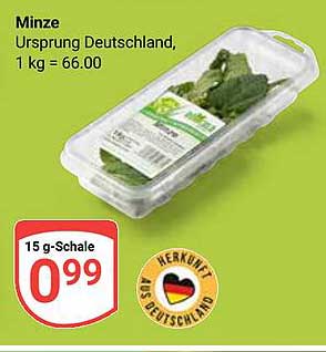 Frische Minze aus Deutschland – 15 g für nur 0,99 €