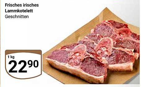 Frisches irisches Lammkotelett, geschnitten