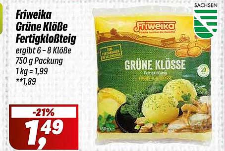 Friweika Grüne Klöße Fertigklotzteig 750 g