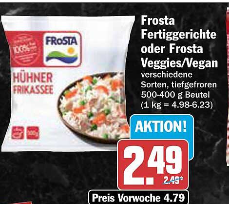 Frosta Fertiggerichte oder Frosta Veggies/Vegan verschiedene Sorten 500-400 g Beutel