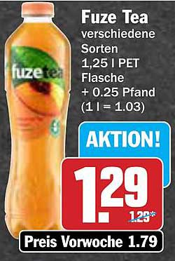 Fuze Tea verschiedene Sorten 1,25 l PET Flasche + 0,25 Pfand