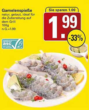 Garnelenspieße natur, getaut - Ideal für den Grill