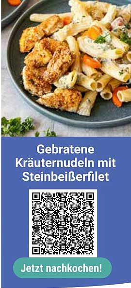 Gebratene Kräuternudeln mit Steinbeißerfilet
