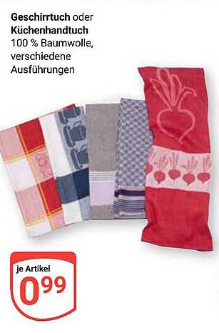 Geschirrtuch oder Küchenhandtuch 100 % Baumwolle, verschiedene Ausführungen