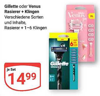 Gillette oder Venus Rasierer + Klingen - verschiedene Sorten und Inhalte