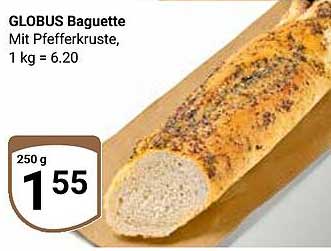 GLOBUS Baguette mit Pfefferkruste, 250 g