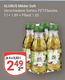 GLOBUS Milder Saft – verschiedene Sorten, PET-Flasche