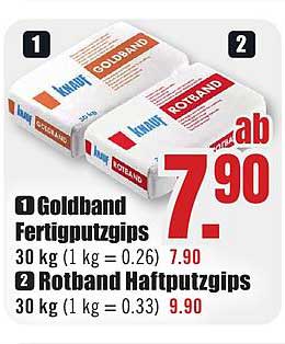 Goldband Fertigputzgips und Rotband Haftputzgips im Angebot