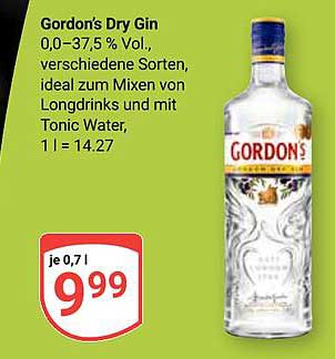 Gordon's Dry Gin 0,0–37,5 % Vol. - Ideal zum Mischen