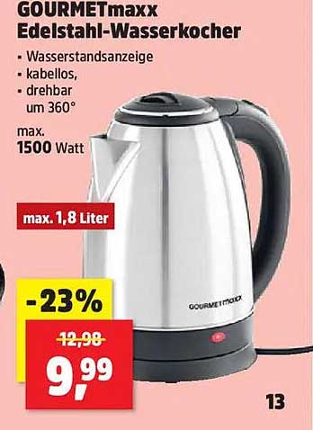 GOURMETmaxx Edelstahl-Wasserkocher