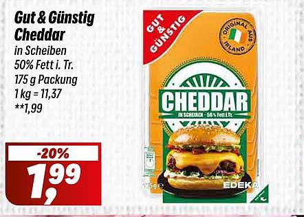 Gut & Günstig Cheddar in Scheiben 175 g Packung