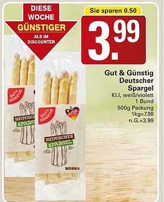 Gut & Günstig Deutscher Spargel - 500g Packung