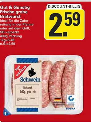 Gut & Günstig Frische grobe Bratwurst 400g