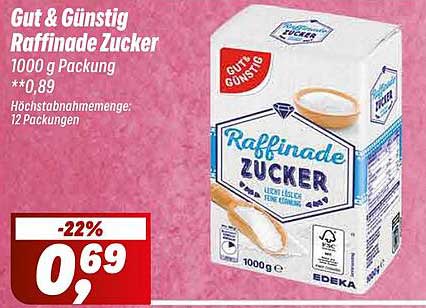 Gut & Günstig Raffinade Zucker 1000 g Packung