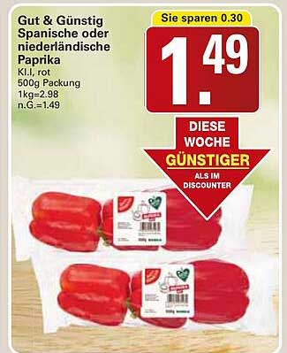 Gut & Günstig Spanische oder niederländische Paprika