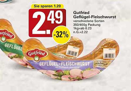 Gutfried Geflügel-Fleischwurst verschiedene Sorten 350/400g Packung