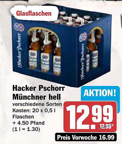 Hacker Pschorr Münchner hell - Kasten mit 20 x 0,5 l Flaschen