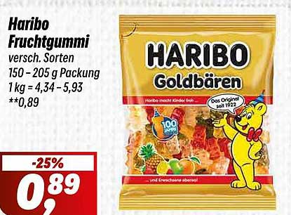 Haribo Fruchtgummi - Goldbären 150 - 205 g